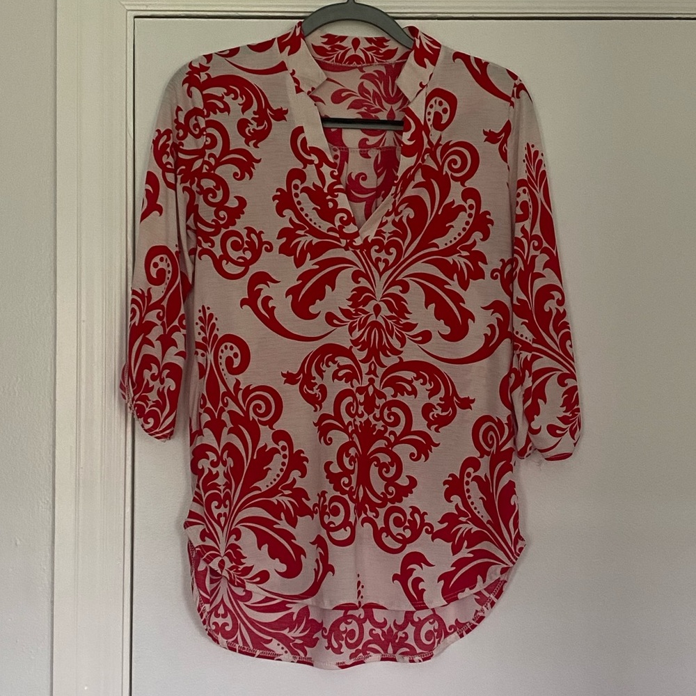 Red & White Tunic Top
